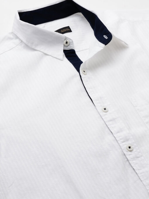 Men's White Cotton Regular Fit Shirt - Image 8