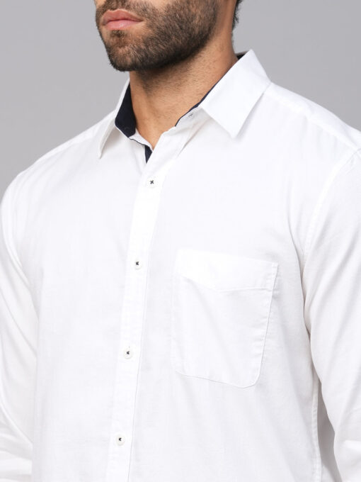 Men's White Cotton Regular Fit Shirt - Image 7