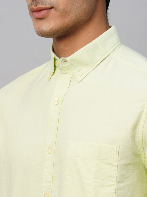 Men's Green Cotton Regular Fit Shirt - Image 7