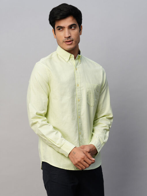 Men's Green Cotton Regular Fit Shirt - Image 4