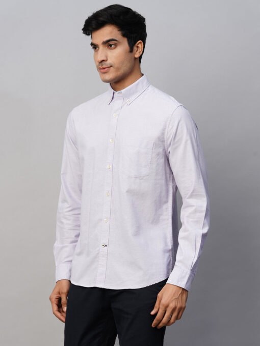 Men's Lilac Cotton Regular Fit Shirt - Image 3