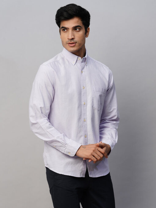 Men's Lilac Cotton Regular Fit Shirt - Image 4