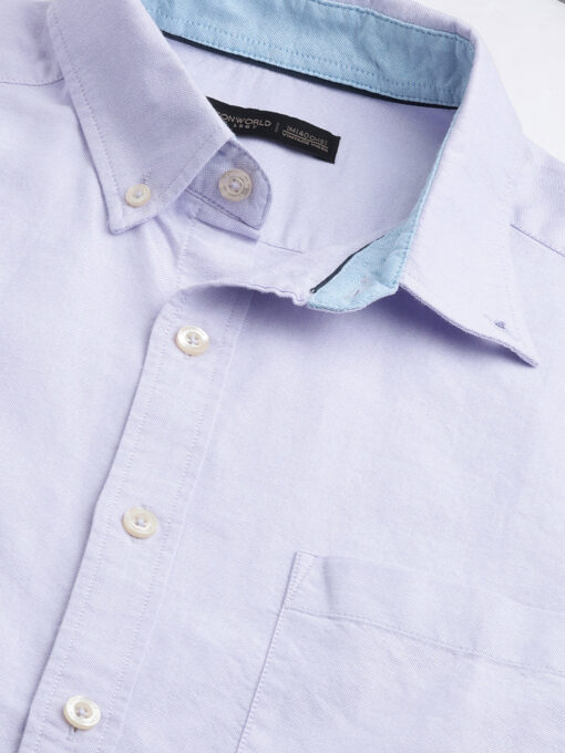 Men's Lilac Cotton Regular Fit Shirt - Image 8