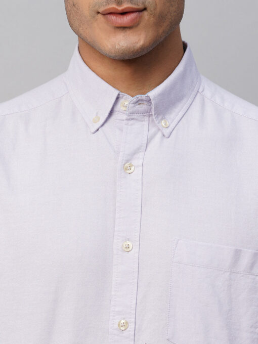 Men's Lilac Cotton Regular Fit Shirt - Image 6