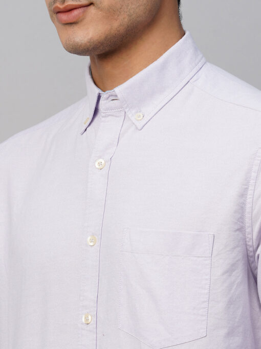 Men's Lilac Cotton Regular Fit Shirt - Image 7