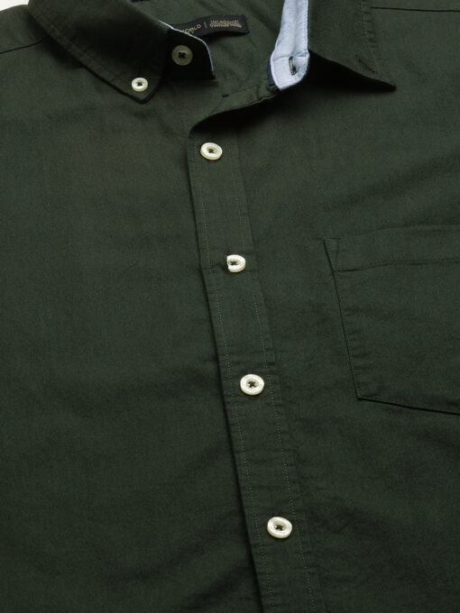 Men's Olive Cotton Regular Fit Shirt - Image 8