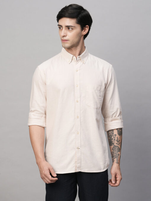 Men's Oxford Khaki Cotton Regular Fit Shirt - Image 2