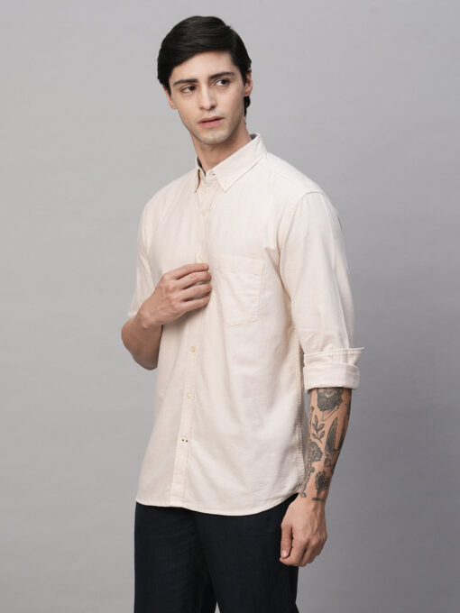 Men's Oxford Khaki Cotton Regular Fit Shirt - Image 3