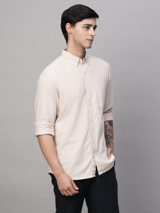 Men's Oxford Khaki Cotton Regular Fit Shirt - Image 4