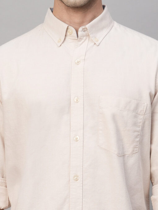 Men's Oxford Khaki Cotton Regular Fit Shirt - Image 6