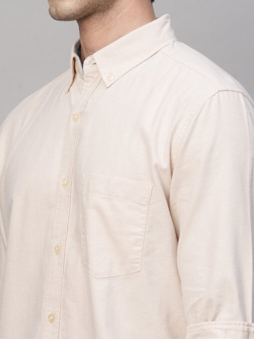 Men's Oxford Khaki Cotton Regular Fit Shirt - Image 7