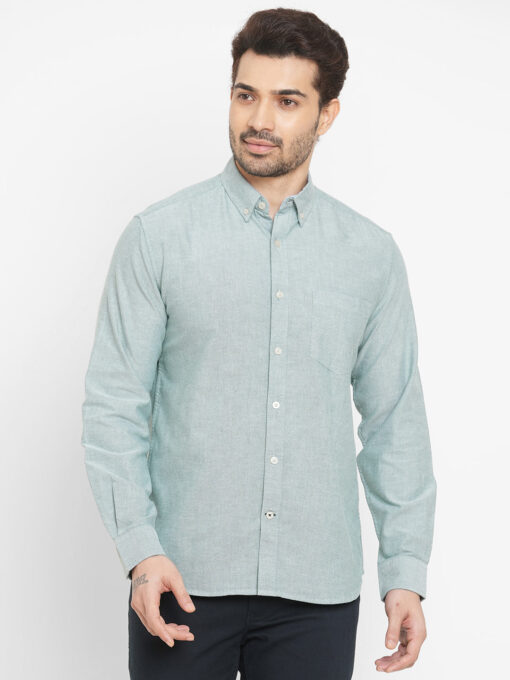 Men's Oxford Mint Cotton Regular Fit Shirt - Image 2