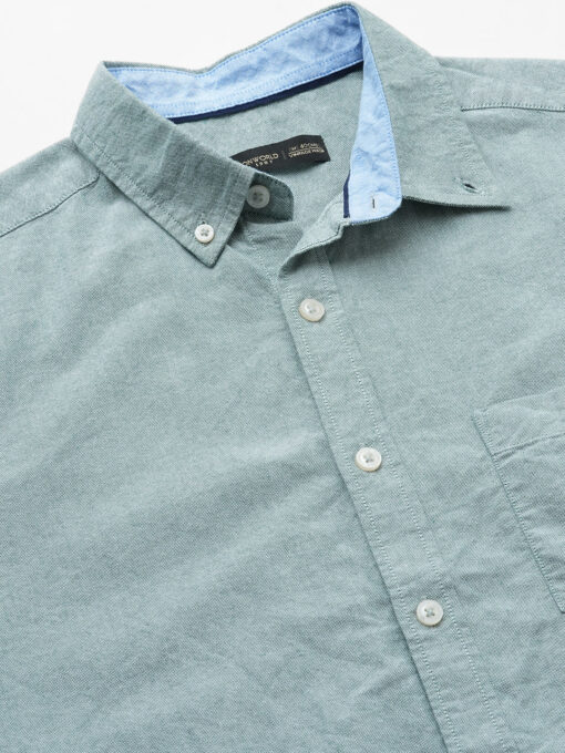 Men's Oxford Mint Cotton Regular Fit Shirt - Image 8