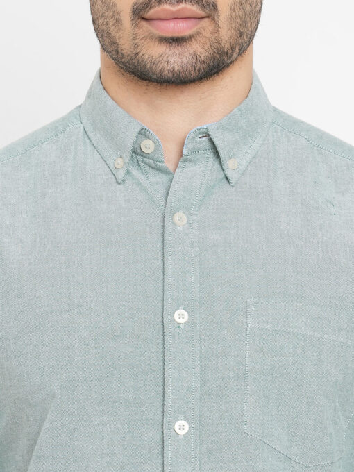 Men's Oxford Mint Cotton Regular Fit Shirt - Image 6