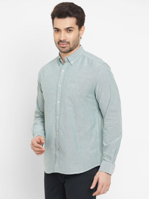 Men's Oxford Mint Cotton Regular Fit Shirt - Image 3