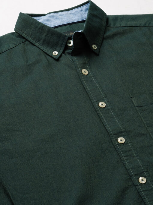 Men's Oxford  Olive Cotton Regular Fit Shirt - Image 8