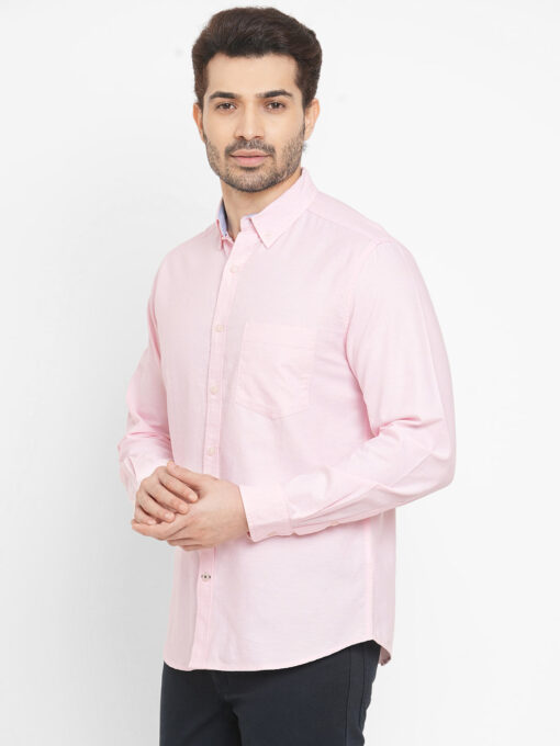 Men's Oxford Pink Cotton Regular Fit Shirt - Image 3