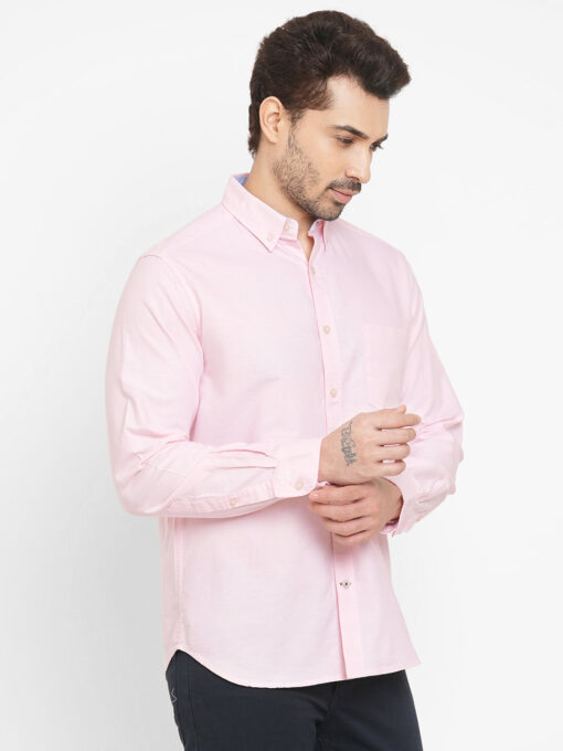 Men's Oxford Pink Cotton Regular Fit Shirt - Image 4