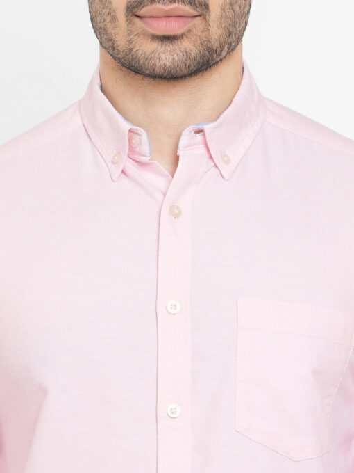 Men's Oxford Pink Cotton Regular Fit Shirt - Image 6