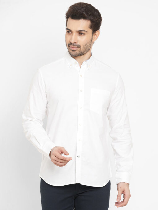 Men's Oxford White Cotton Regular Fit Shirt - Image 2