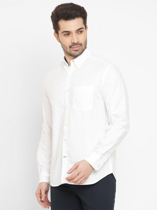 Men's Oxford White Cotton Regular Fit Shirt - Image 3