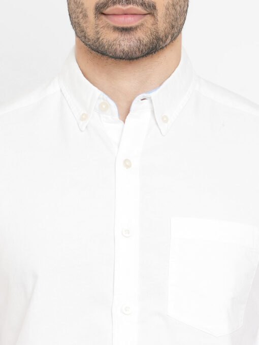 Men's Oxford White Cotton Regular Fit Shirt - Image 6