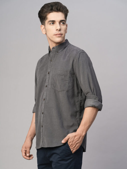 Men's Grey Cotton Regular Fit Shirt - Image 3