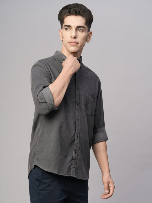 Men's Grey Cotton Regular Fit Shirt - Image 4