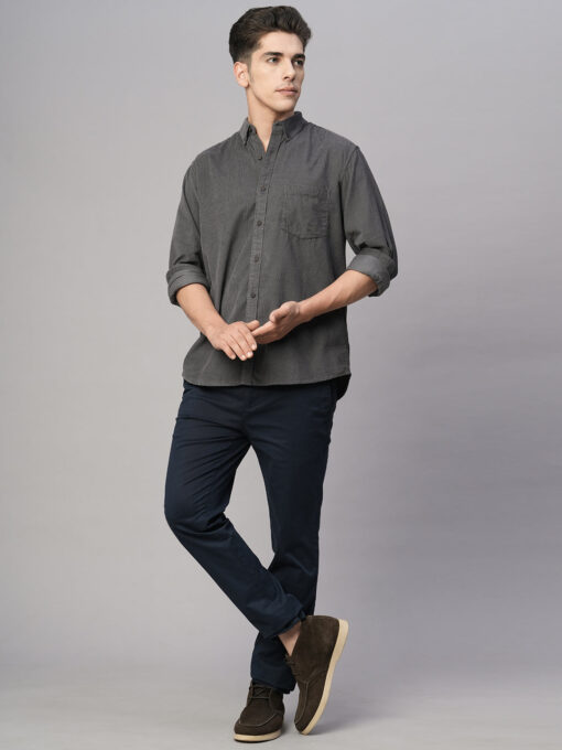 Men's Grey Cotton Regular Fit Shirt