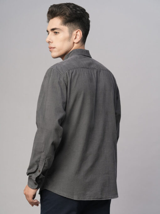 Men's Grey Cotton Regular Fit Shirt - Image 5