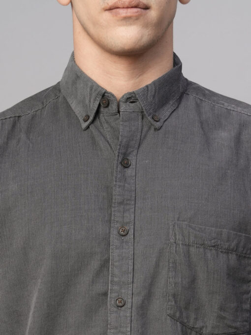 Men's Grey Cotton Regular Fit Shirt - Image 6