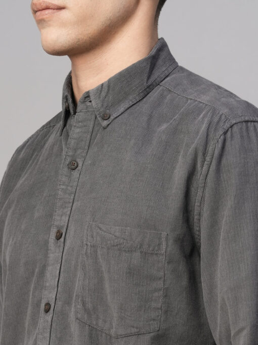 Men's Grey Cotton Regular Fit Shirt - Image 7