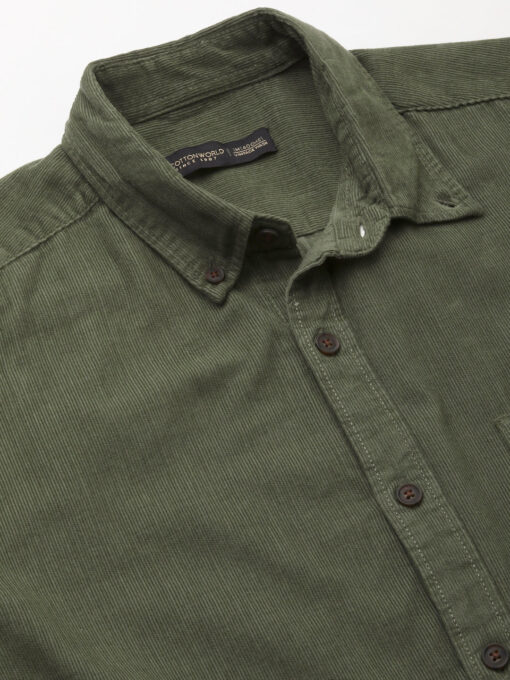 Men's Olive Cotton Regular Fit Shirt - Image 8