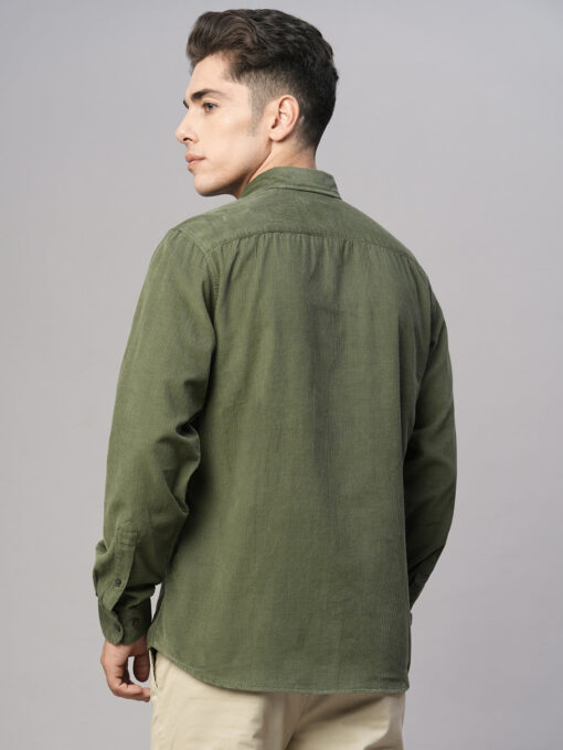 Men's Olive Cotton Regular Fit Shirt - Image 5