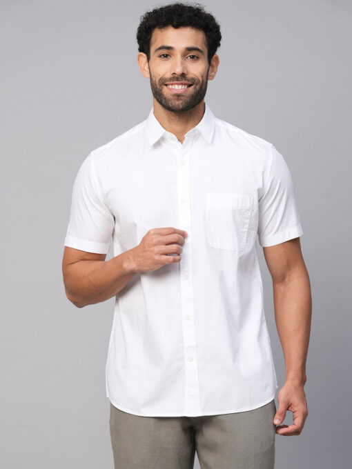 Men's White A Cotton Regular Fit Shirt - Image 2