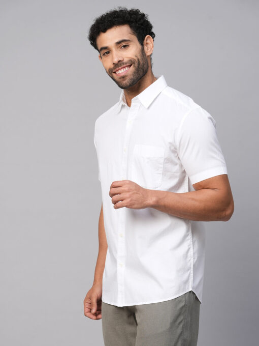 Men's White A Cotton Regular Fit Shirt - Image 3