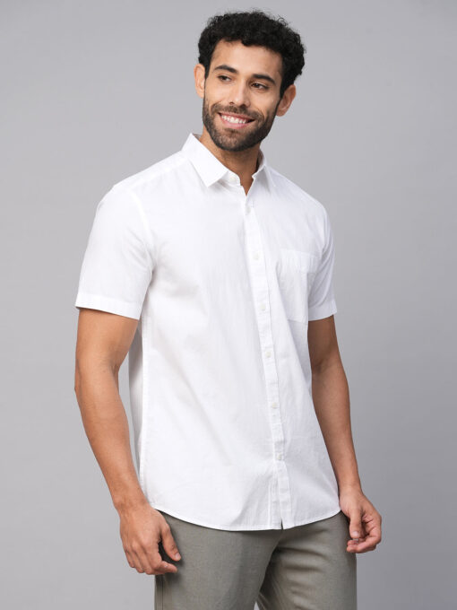 Men's White A Cotton Regular Fit Shirt - Image 4