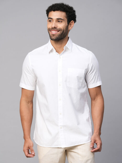 Men's White B Cotton Regular Fit Shirt - Image 2