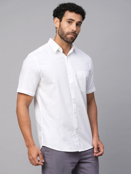 Men's White Cotton Regular Fit Shirt - Image 4