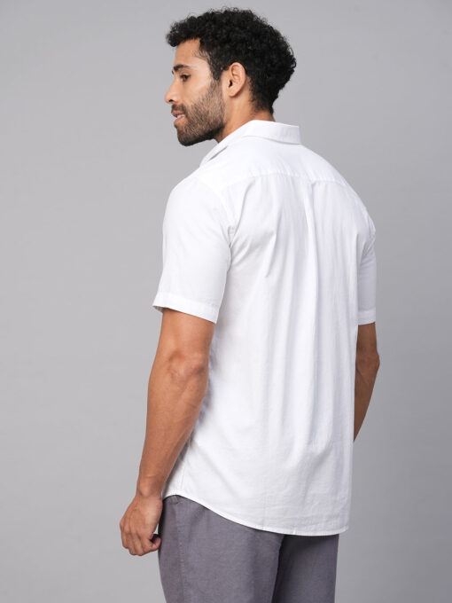 Men's White Cotton Regular Fit Shirt - Image 5