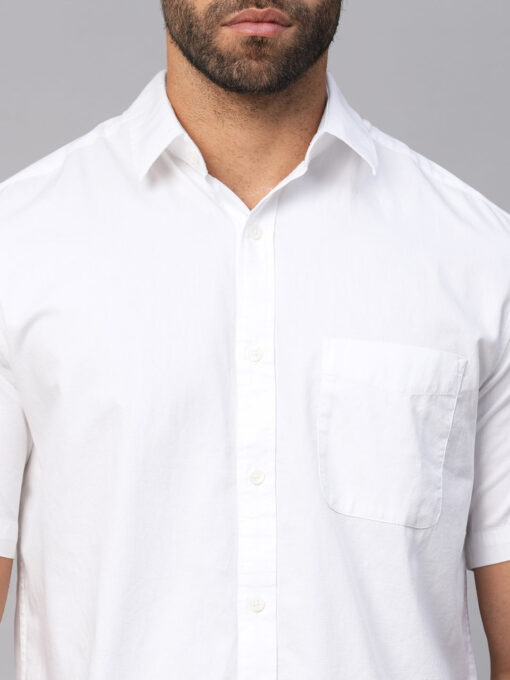 Men's White Cotton Regular Fit Shirt - Image 6