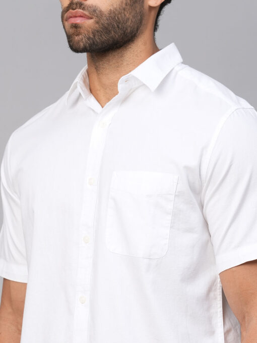 Men's White Cotton Regular Fit Shirt - Image 7