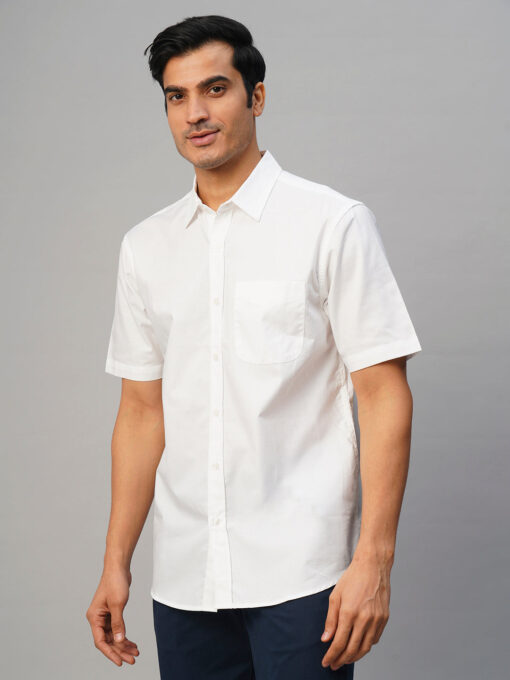 Men's White Cotton Regular Fit Shirt - Image 3