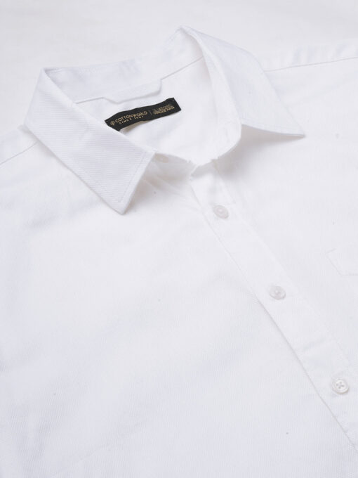 Men's White Cotton Regular Fit Shirt - Image 8