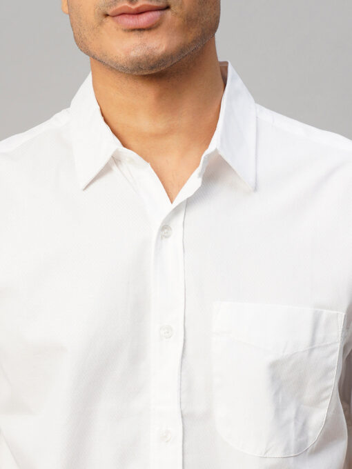 Men's White Cotton Regular Fit Shirt - Image 6