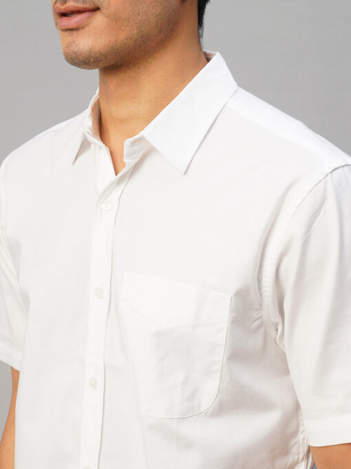 Men's White Cotton Regular Fit Shirt - Image 7