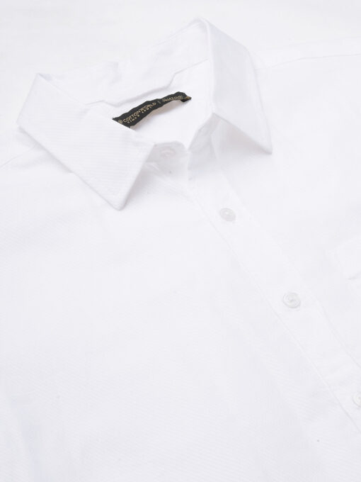 Men's White Cotton Regular Fit Shirt - Image 8