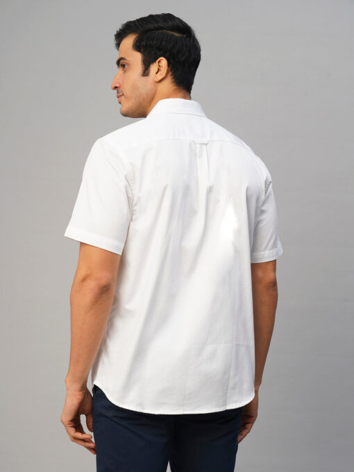 Men's White Cotton Regular Fit Shirt - Image 5