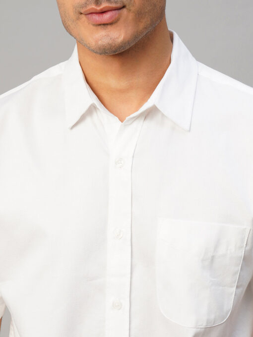 Men's White Cotton Regular Fit Shirt - Image 6