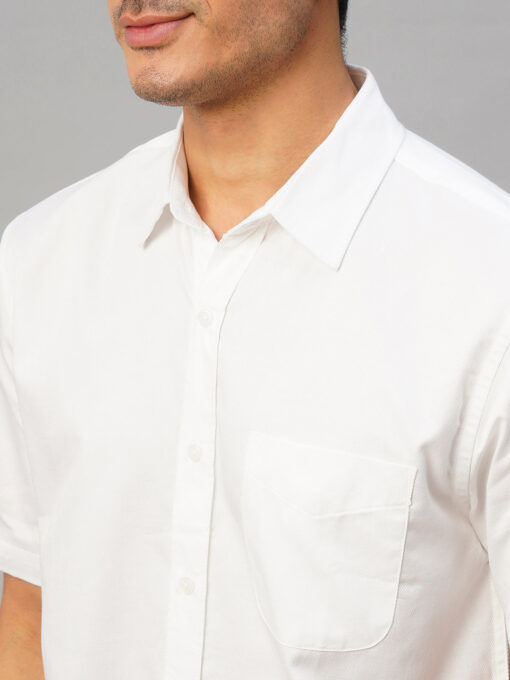 Men's White Cotton Regular Fit Shirt - Image 7